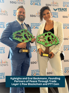 Erai and Kyleigha Beckmann honored at the United Nations during UNGA80, recognized for Peace Through Trade Blockchain at the SDG Leaders Luncheon as the private-sector leader advancing sustainable development.