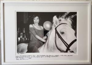Bianca Jagger on a white horse at Studio 54 by Rose Hartman, presented by The Selects Gallery at the Minotti showroom in New York City