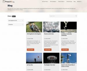 Screenshot of the PreachIt.org blog showing free leadership articles from Pastor James Smith of Valparaiso to help pastors train leaders and strengthen churches.