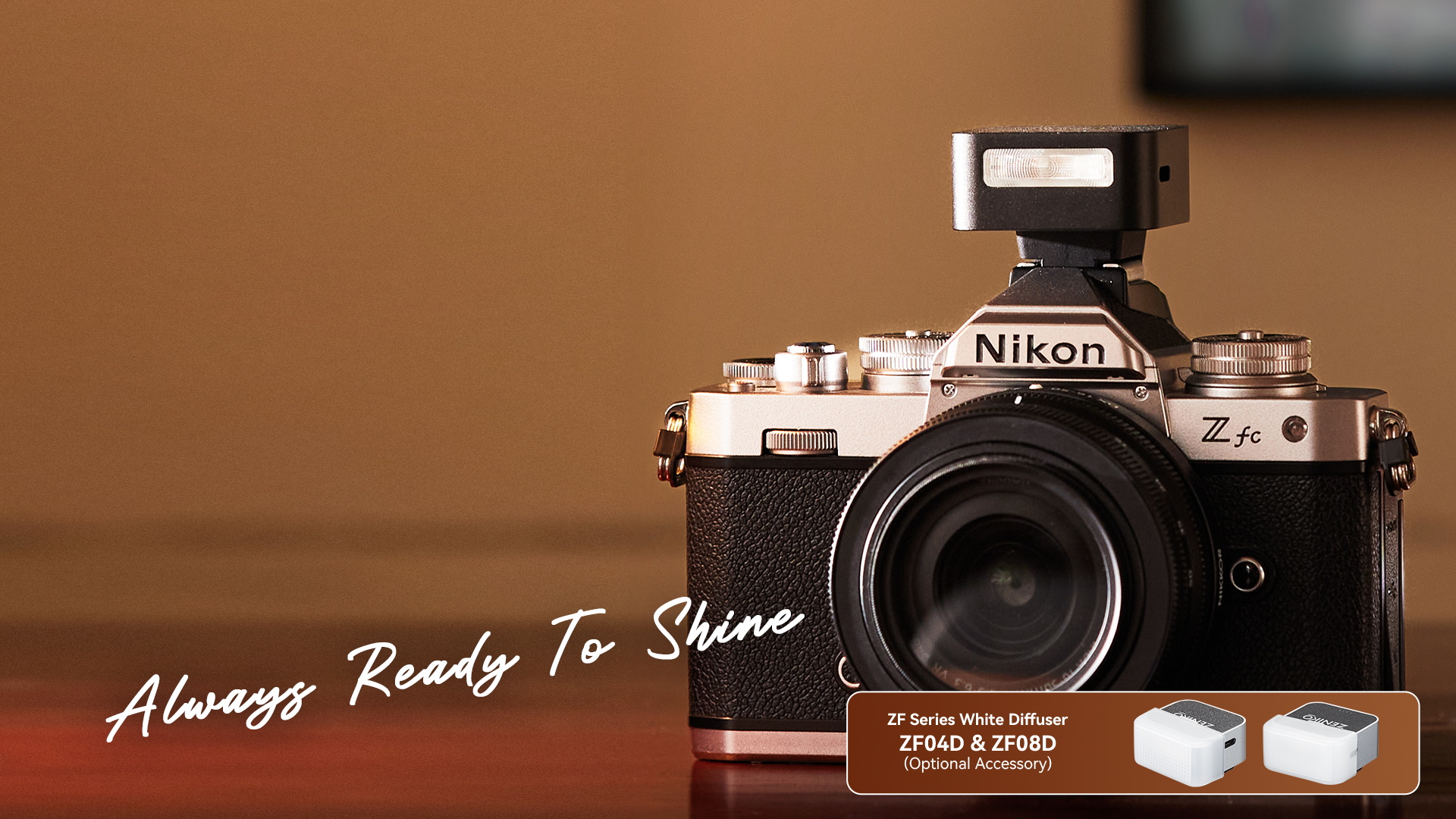 Compact Zeniko ZF04 and ZF08 USB-C rechargeable mini flashes attached to a mirrorless camera, ideal for travel and street shooting