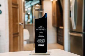 Glass Engraved Newmar Top 10 Dealer Award for Bankston Motor Homes 2024