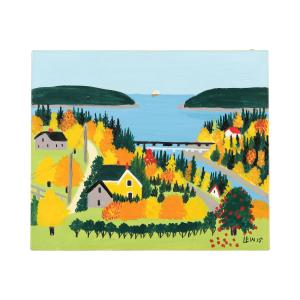 Original painting by the acclaimed Nova Scotia artist Maud Lewis (1903-1970), titled Bear River (circa 1960), a rare serial image from the early 1960s. Estimate: $25,000-$30,000 (Canadian).