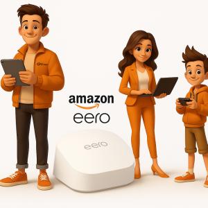 Family using Orbus Broadband with Eero mesh WiFi router providing full fibre internet and whole-home coverage