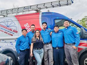 Group photo of the Mechanical Air HVAC team in Fresno, California, dedicated to delivering affordable, reliable heating and cooling services.