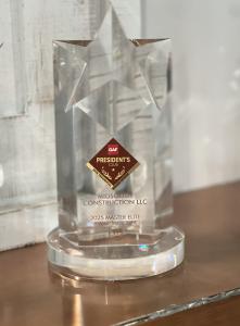 Presidents Club Designation award to MidSouth Construction Nashville Roofers
