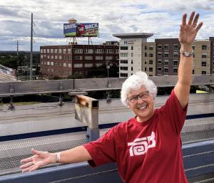 Missie Pierce in Front of Save TaB Soda Billboard in Downtown Atlanta