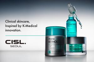 CISL Seoul clinical skincare products including Dual Infushot Serum, Biobarrier Capsule Cream, and Ultra Wrinkle Correxion Serum inspired by Korean dermatology.