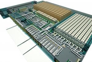 3D rendering of the Bausch + Lomb fulfillment center with warehouse automation from TGW Logistics
