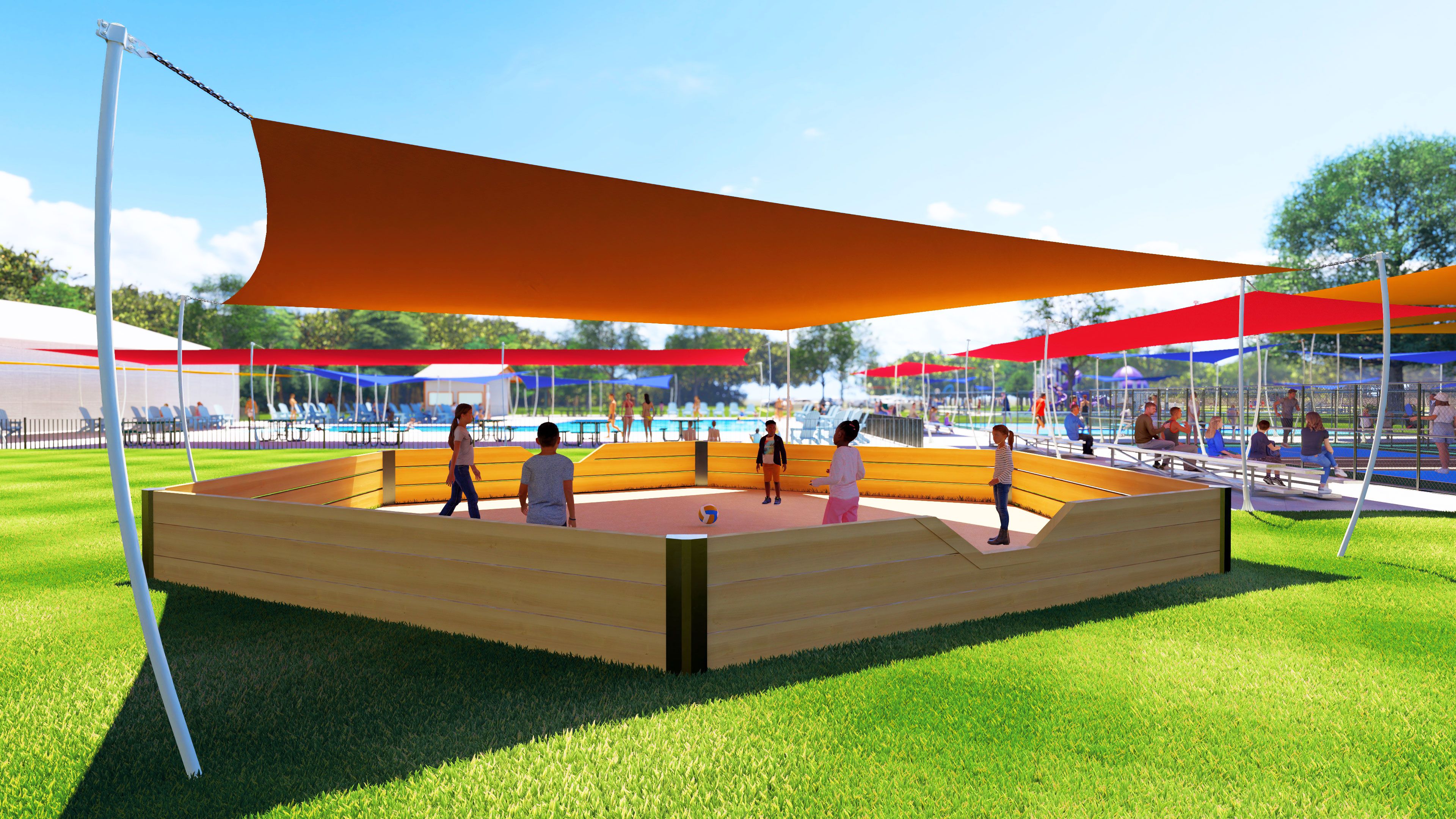 Shade placement over a Gaga Pit