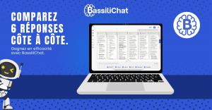 Interface BassiliChat pour comparer en temps réel les réponses de six intelligences artificielles affichées côte à côte.