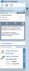 intelli-CTi Call Manager Screen-Pop