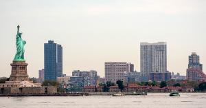 Statue of Liberty in New York Harbor, representing freedom and opportunity.