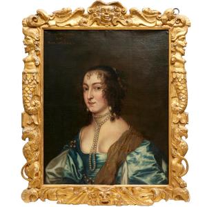 Oil on canvas portrait of Anne (Lovet), Countess of Bath, done by a follower of Anthony van Dyck (Flemish, 1599-1641). Estimate: $1,500-$2,500.