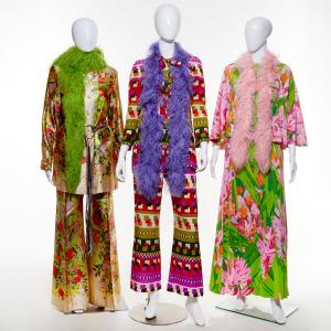 Group of circa 1950s/1960s vintage floral evening ensembles. Estimate: $300-$400.