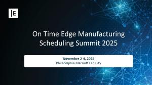 an infographic for the Manufacturing Scheduling Summit 2025 in Philadelphia