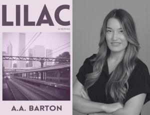 Book cover of Lilac by A.A. Barton, a debut mystery-suspense novel set in Chicago about loss, grief, and the secrets powerful people keep.
