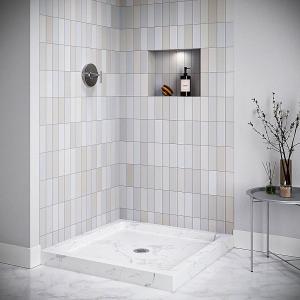 Streamline NTM-904-36MB-CR 36 in. x 36 in. Corner Acrylic Shower Base in Matte Marble with Center Drain, Drain Included