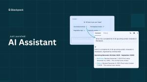 Screenshot of Stackpack AI Assistant showing vendor renewal insights and suggested prompts.