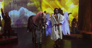 Arabian horse on stage with angel character