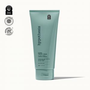 hypothesis™ Eczema Therapy Cream tube shown with certification seals from EWG VERIFIED®, MyMicrobiome, and the National Eczema Association.