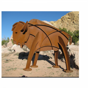 Bison Bobs With The Wind - Sculpture by Fredrick Prescott