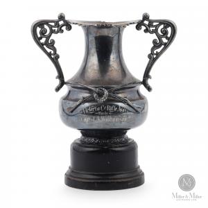 Canadian circa 1897 Victoria Co. Rifle Association shooting trophy, won by Capt. J.A. Williamson, presented by Sir Sam Hughes (1853-1921). Estimate: CA$1,100-$1,200.