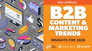 business icons and the title of the CMI B2B content marketing research report