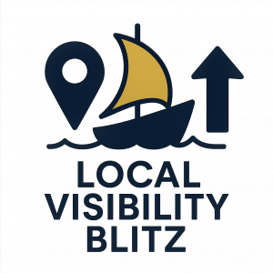 a boat with a nav signal and an up arrow depicting raising awareness and visibility