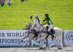 teams playing in an international arena polo championship line up for a group photo