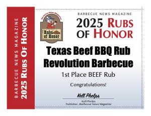 Revolution Barbecue 1st Place Beef by Barbecue News Magazine