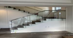 Interior glass railing