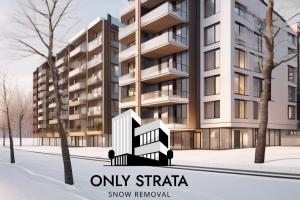 modern apartment building in need of snow removal in Vancouver, apartment snow removal as offered by only strata snow removal company
