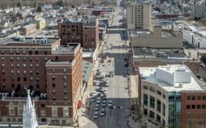 Arial view of the town of Hazleton