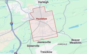 Map of Hazleton, Pennsylvania and surrounding region