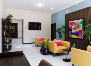 lounge area with chairs and coffee tables