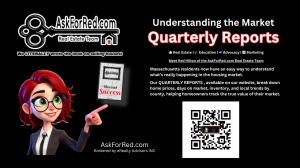red headed cartoon lady pointing at qr code to download quarterly reports from askforred.com on a black background