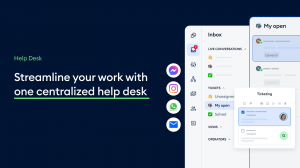 Image showing the interface of the Tidio AI help desk suite for customer service teams.