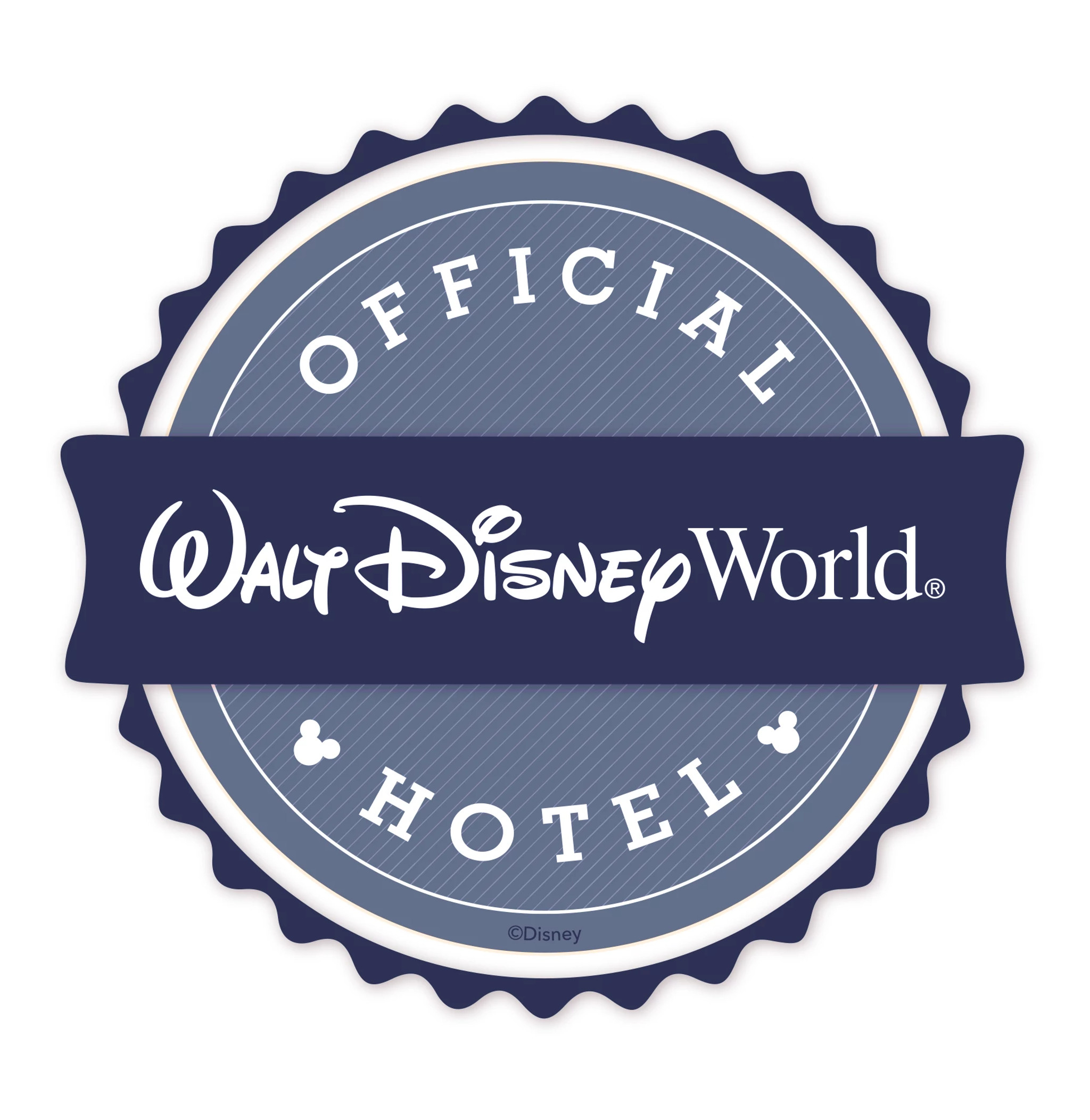 Official Walt Disney World® Hotel logo featuring a navy and silver circular badge with the Walt Disney World® wordmark across the center.