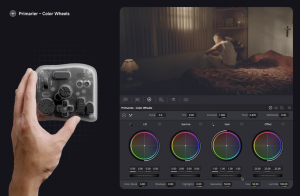  Once the mouse hovers over a control — a color wheel, slider, curve, or numerical field — the knob on the console instantly takes over that parameter’s fine adjustment.