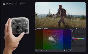  Once the mouse hovers over a control — a color wheel, slider, curve, or numerical field — the knob on the console instantly takes over that parameter’s fine adjustment.