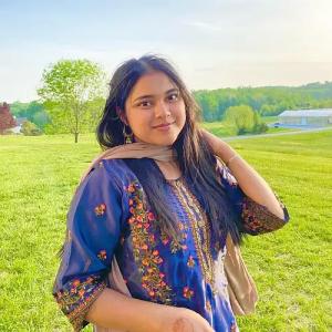 Taieba Meem ’26 enjoys Sweet Briar's campus.
