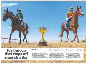 Hannah Phillips at Longreach recently with the Melbourne Cup