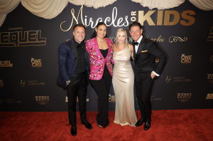 Standing on a red carpet pictured Left to Right is Anthony Geisler, Founder of Presenting Sponsor Sequel Brands, Singer/Songwriter Jordin Sparks, Miracles for Kids Co-Founder & CEO Autumn Strier, and Board Member David Heil