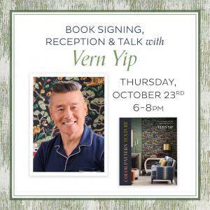 social media post image of Vern Yip and Oct 23 Book Launch Party at Ballard Designs
