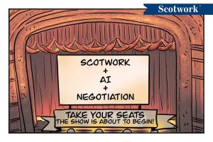 Image of stage announcing Scotwork North America's AI-driven negotiation preparation tool