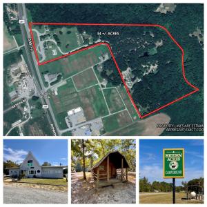 "Hidden Acres Family Campground": 34± acres, office, cabins, bath houses, pool, pond & Rt. 301 frontage in Caroline County, VA . 590'± of frontage on Rt. 301 •	The campground property has a main office building (4,098± sf. vinyl sided) which features 2 bathrooms,