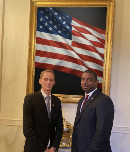 L.J. Fino and Raphew Reed Jr. posing for picture at The White House in Washington D.C. 2025