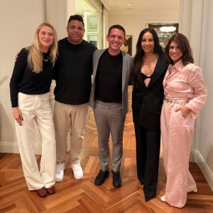 Rony Jabour and Carolline Jabour stand with Ronaldo Nazário, Celina Locks, and Sabrina Sato during a private evening in São Paulo, Brazil, October 2025, celebrating leadership, friendship, and shared purpose.