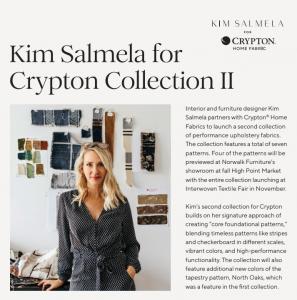Kim's second collection with Crypton® builds on her signature approach of creating “core foundational patterns,” blending timeless patterns like stripes and checkerboard in different scales, vibrant colors, and high-performance functionality.