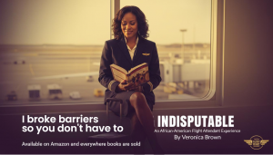 Flight Attendant reading INDISPUTABLE